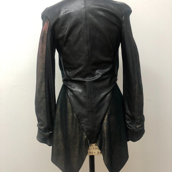 Asymmetric metallic Leather Jacket - Picture 3 of 3